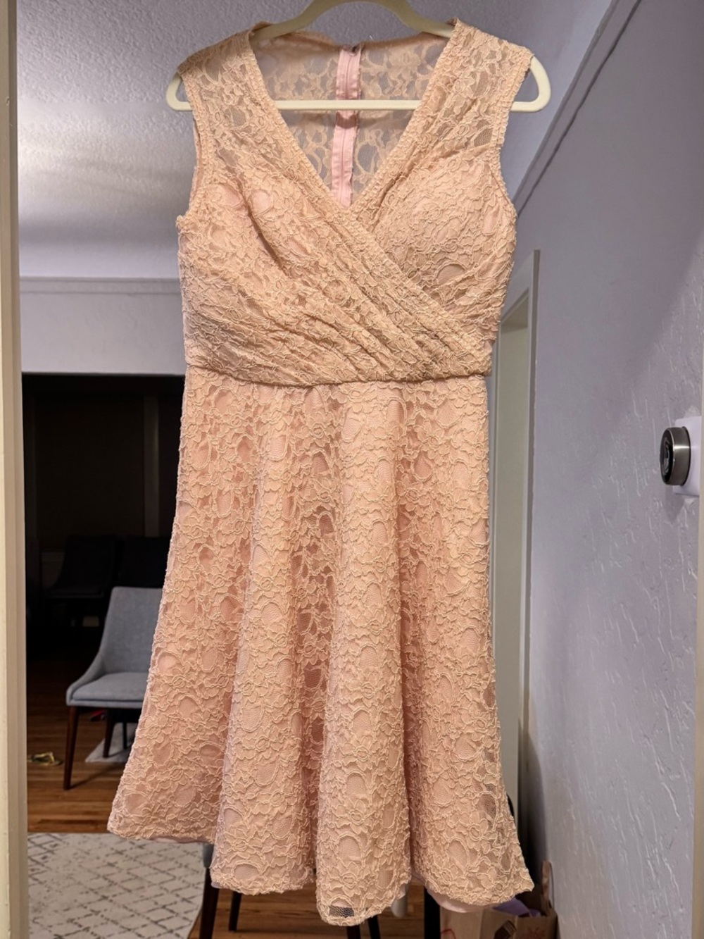 Morilee Blush Lace Fit & Flare Dress Size 14 Romantic Wedding Guest - Picture 3 of 10